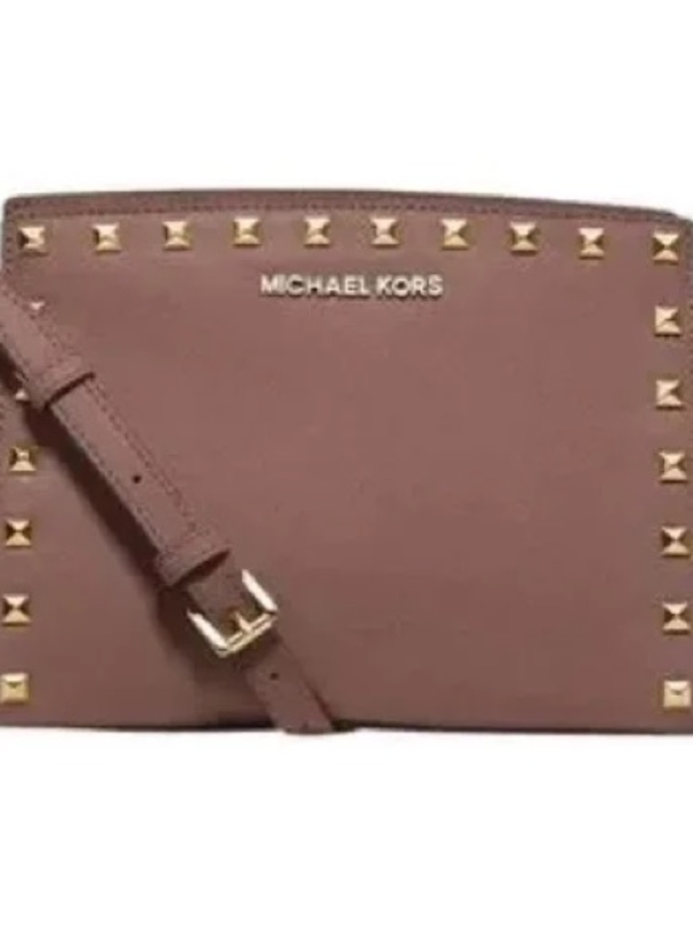 Michael Kors Brown Crossbody with Gold Studs